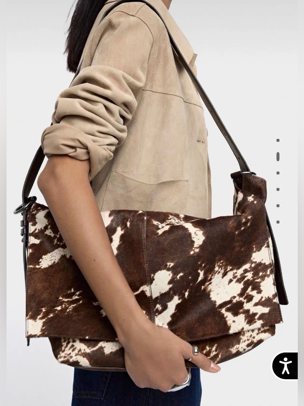 NWT Parfois Genuine Leather & Real Cow Hide Shoulder Bag